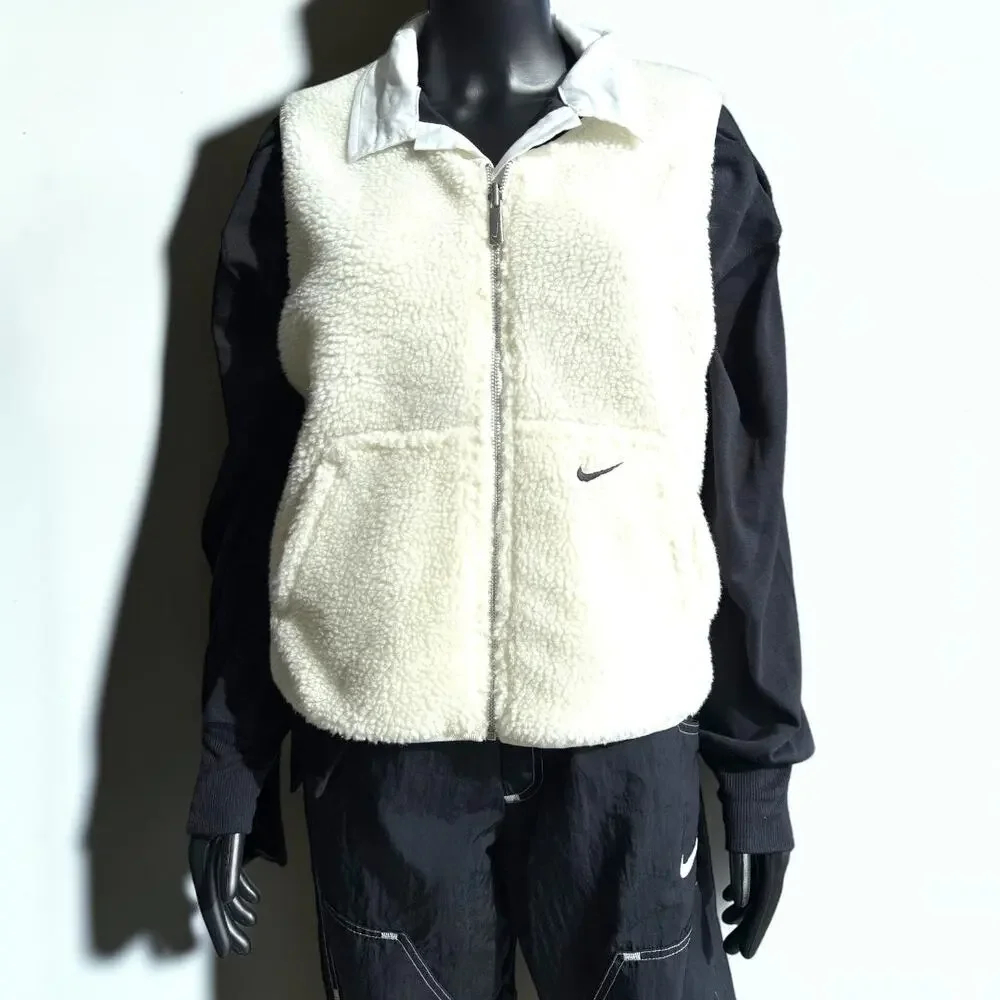 Nike Sportswear High-Pile Fleece Vest Womens XS Pink Reversible Sherpa Swoosh